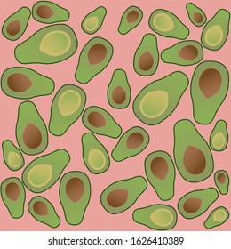 Pattern of avocado in pink and green