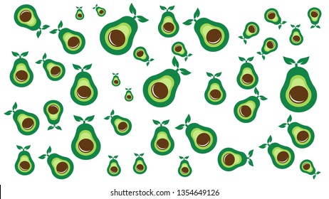 Pattern with avocados. Repeated vector background with avocados and leaves. - Vector