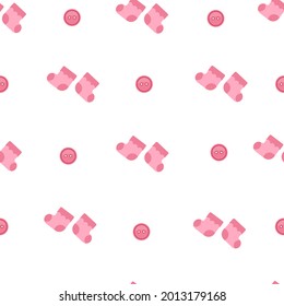 pattern for baby in pink colors with buttons and socks on a transparent background