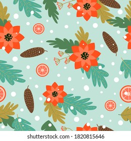 pattern bacground vector new year marry chrisrmass present flowers tree 