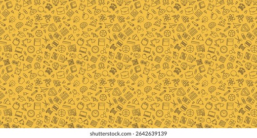 Pattern of back to school line icon school supplies