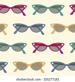 pattern background of 50's with retro sunglasses