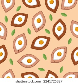 Pattern background of Adjarian khachapuri open with egg and cheese