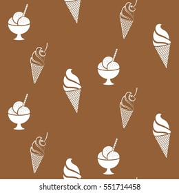 Pattern. Background with cakes, ice cream, coffee, croissant.
