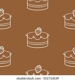 Pattern. Background with cakes, ice cream, coffee, croissant.
