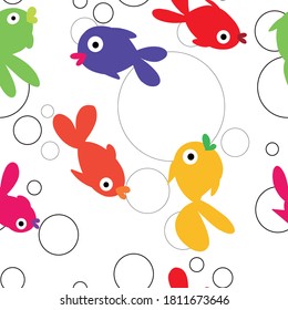Pattern background. Cartoon fish pattern with attractive colors for bedroom walls or children's clothes and others