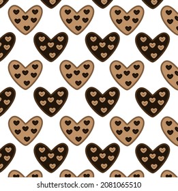 Pattern background chocolate cookies hearts