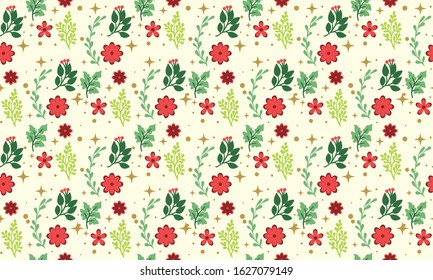 Pattern background for Christmas, with beautiful flower and leaf design.