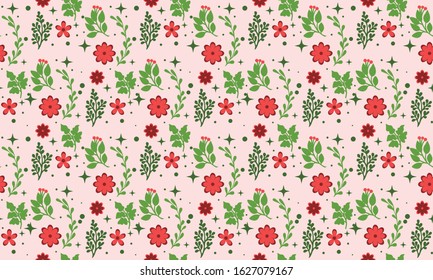 Pattern background for Christmas, with beautiful flower and leaf design.