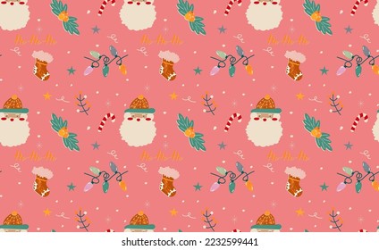 Pattern, background, christmas, santa claus, snow