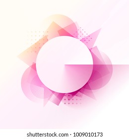 Pattern background with circle and geometric shapes. Central circle with shadow effect. Modern background design for decoration, covers, brochures, presentations and backdrops. Vector geometric design