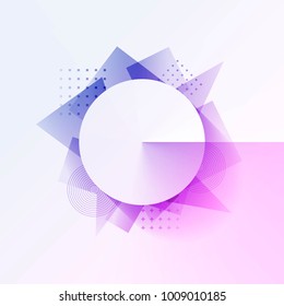 Pattern background with circle and geometric shapes. Central circle with shadow effect. Modern background design for decoration, covers, brochures, presentations and backdrops. Vector geometric design