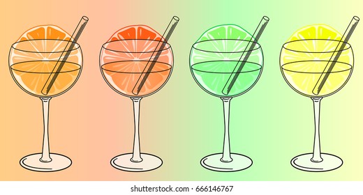 Pattern background of citrus cocktail. Vector illustration.