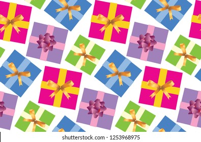 Pattern background with color present box gift wallpaper textile fabric