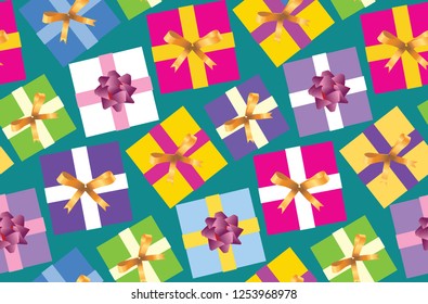 Pattern background with color present box gift wallpaper textile fabric