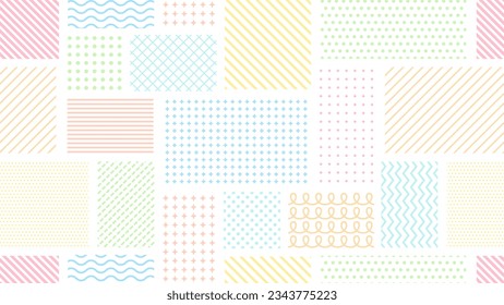 Pattern background with colorful geometric squares and rectangles laid out