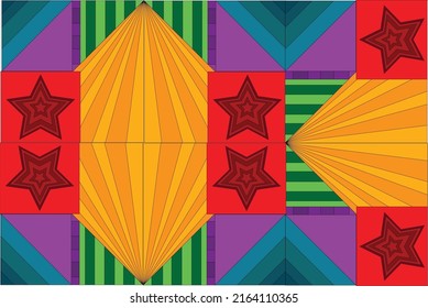 pattern background with colorful stripes star composition