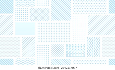 Pattern background composed of squares and rectangles with light blue geometric patterns