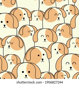 Pattern background cute animal with dog white color vector illustration.	
