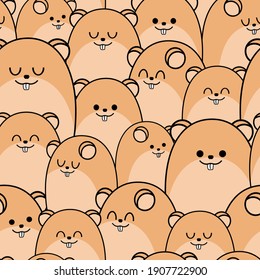 Pattern background cute animal with Hamster brown color vector illustration.