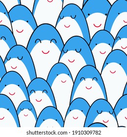 Pattern background cute animal with shark blue color vector illustration.
