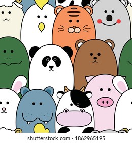 Pattern background cute animal vector illustration.	