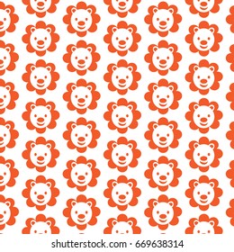 Pattern background Cute Lion emotion Icon