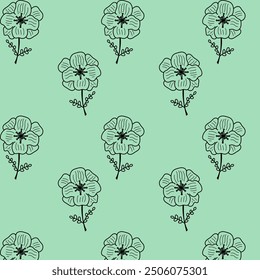 Pattern background of cute plants flowers