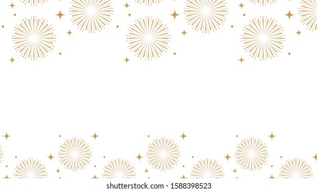 Pattern background design of fireworks in gold color for new year eve. New year poster and greeting card. Decorative pattern design. Minimalist and modern pattern design background
