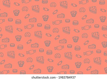 pattern background with dessert and sweet shapes