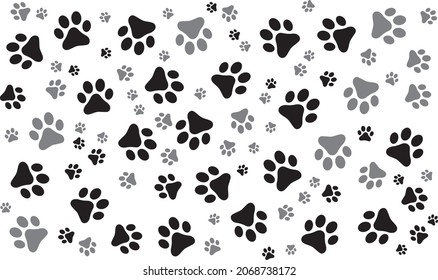 pattern background. Dog or cat paw print pattern. flat for animal