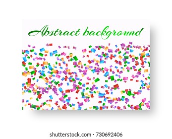Pattern background with falling particles of confetti with metallic shine