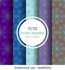 Pattern & background with flowers, Floral color 5 pattern and background.