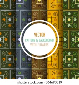 Pattern & background with flowers, Floral color 5 pattern and background.