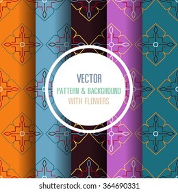 Pattern & background with flowers, Floral color 5 pattern and background.