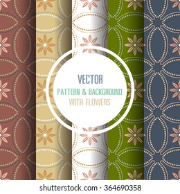 Pattern & background with flowers, Floral color 5 pattern and background.