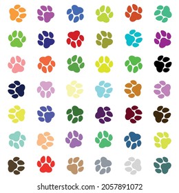 Pattern and background of footprint and silhouettes of dog claws.