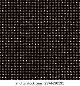 Pattern of background gold halftone polka dot mosaic in pop art style. Metal texture of gray glitter. Holiday vector illustration. Party background. Christmas banner element. Disco decoration