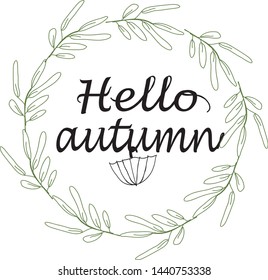 pattern, background, graphic, plain graphic background with text pattern hello autumn on a white background in a wreath