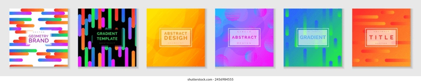 Pattern background. Graphic poster, music motion cover minimal dynamic vibrant forms. Book brand cover, notebook template, title card, social media post. Vector set material garish business backdrop