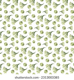 Pattern background of green ginkgo leaves with circles. Vector image for scrap booking and fabric and more.