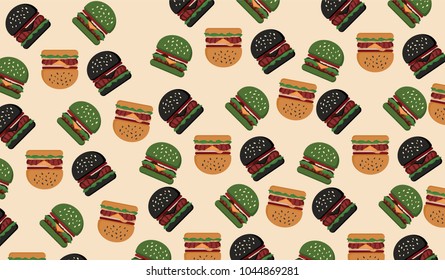 Pattern Background Hamburger black green Vector