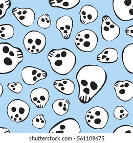 Pattern background with hand draw sculls