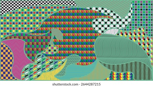 pattern background, Hand sketched Vector Pattern. Retro abstract pattern in geometric style. Abstract multicolored geometric pattern.
