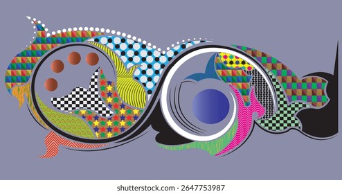 plano de fundo padrão, Mão esboçado Vetor Padrão. Padrão abstrato retrô em estilo geométrico. Padrão geométrico multicolorido abstrato.