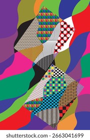 pattern background, Hand sketched Vector Pattern. Retro abstract pattern in geometric style. Abstract multicolored geometric pattern