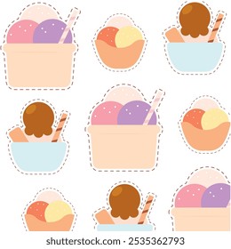 Pattern background with ice cream icons Vector