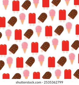 Pattern background with ice cream icons Vector
