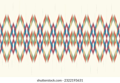 Pattern background of ikat fabric illustration. Ethnic abstract art in soft brown tone