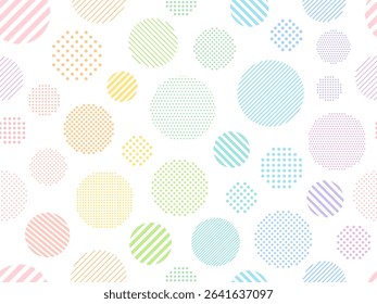 Pattern background illustration of colorful dots and striped circles